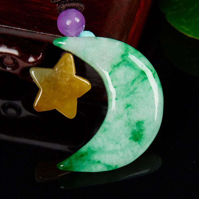 【绝当】缅甸天然翡翠a货冰糯种飘绿月亮吊坠7.44g