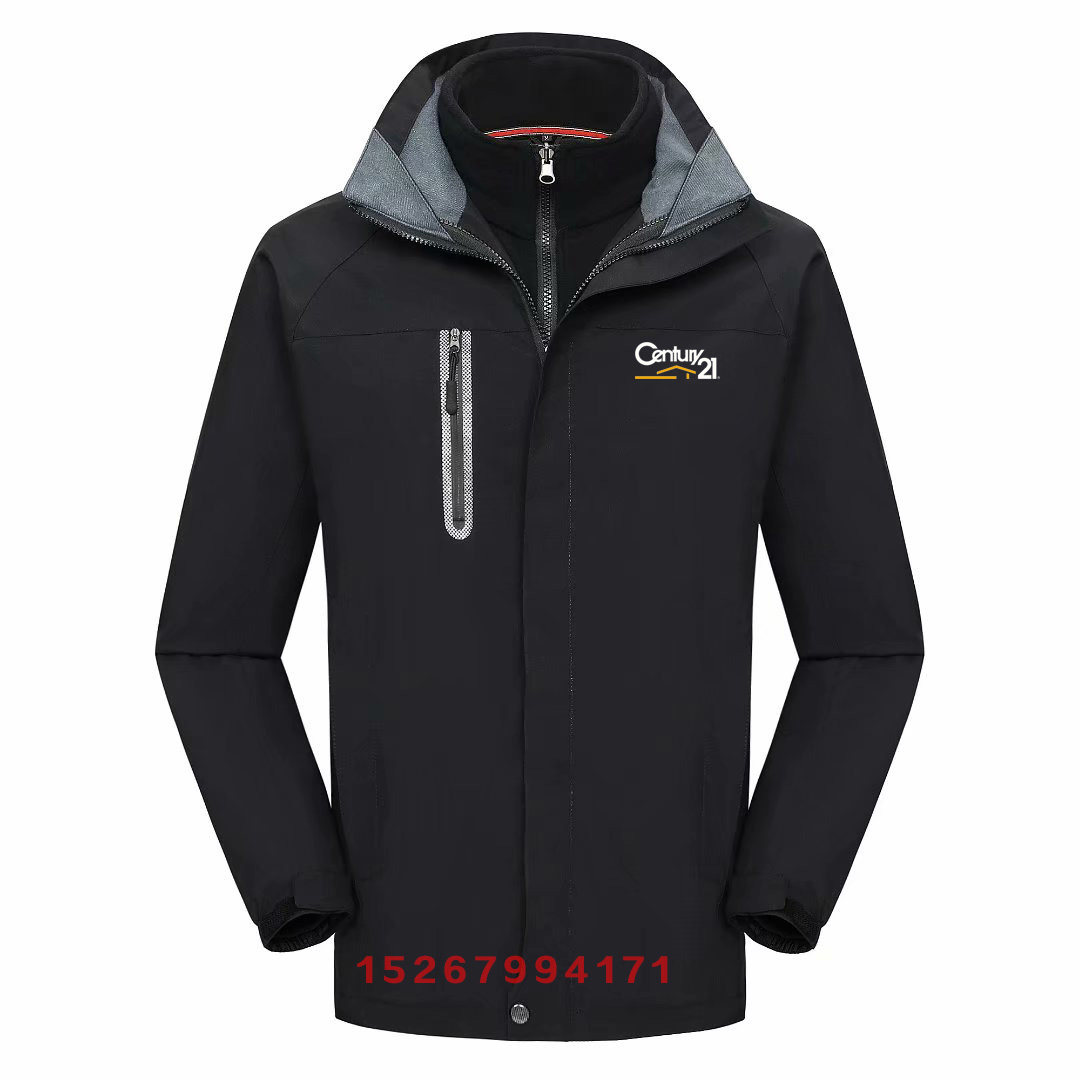冬21世纪不动产冲锋衣定制男女中介房产工作服装4s店外套印绣logo