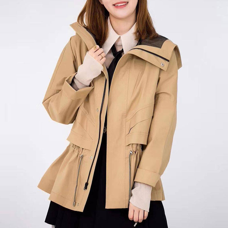 正品哥弟新款女装2020春秋小个子宽松韩版拉链连帽短款风衣外套