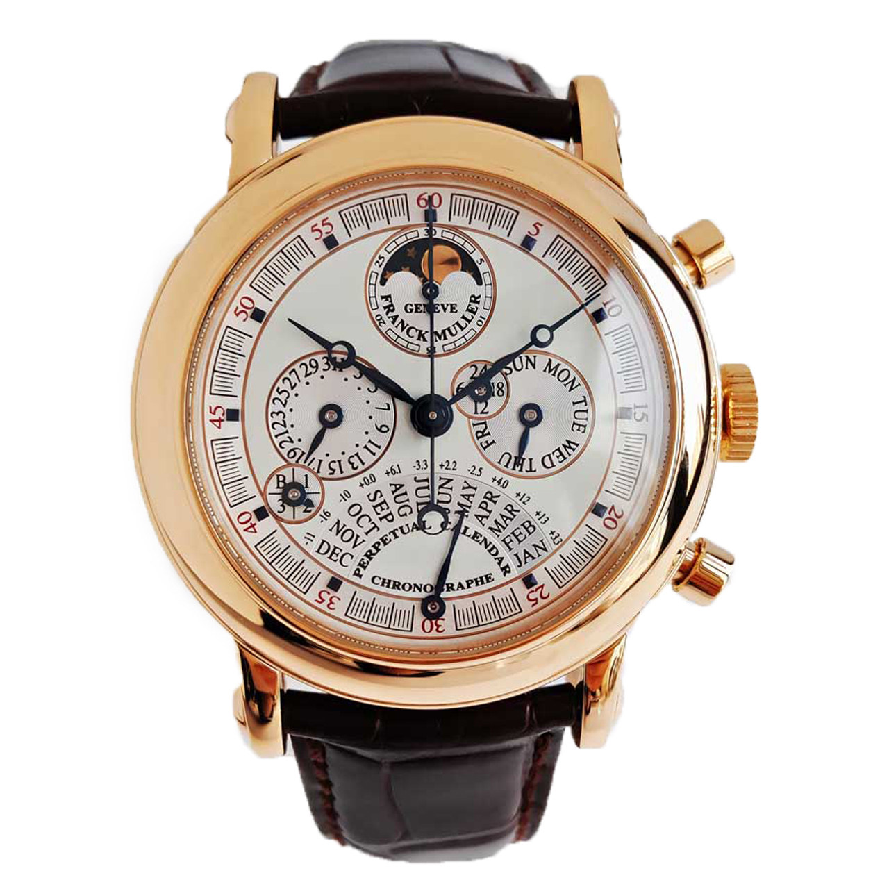 [9.5新]franck muller法兰穆勒玫瑰金计时万年历7000 qpe机械男表