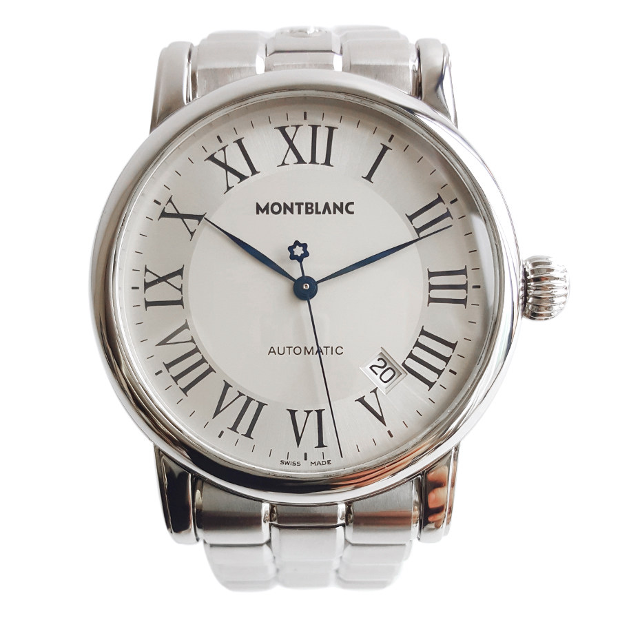 [9.5新]montblanc万宝龙钢款银盘机械表u0101644男士0310717nj02