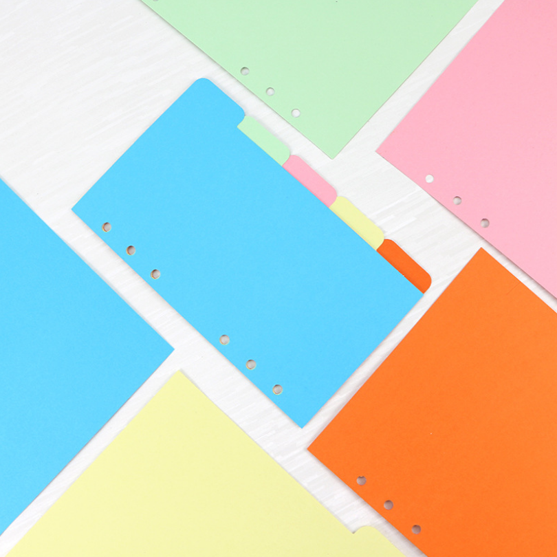 手帐周边 5张索引页手帐分隔板分隔页彩色6孔活页a5/a6内芯 5张装