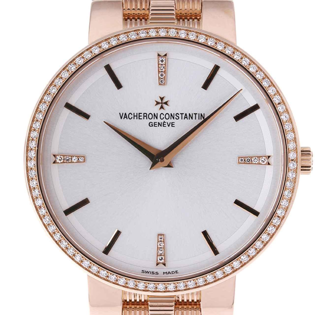 【即拍即得】[9.8新] 江诗丹顿 中性表18k玫瑰金镶钻 手动机械