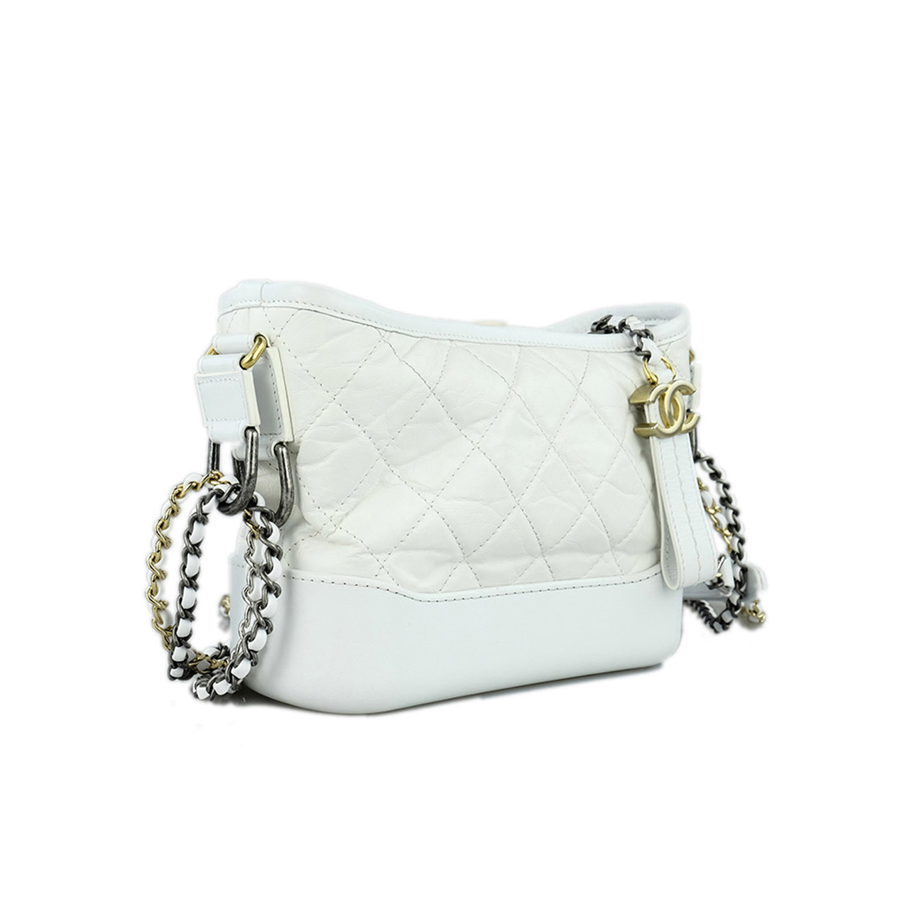 [9.8新]香奈儿chanel女士白色mini流浪包链条包单肩包