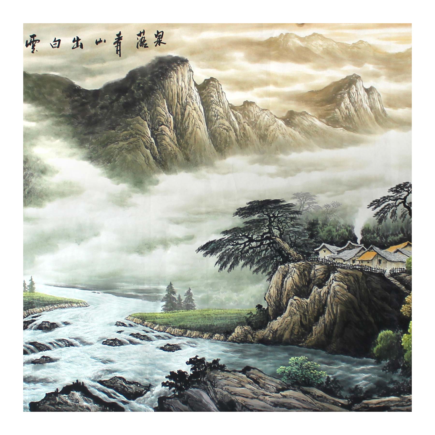 曾刚《云山飞瀑》重彩画山水名家