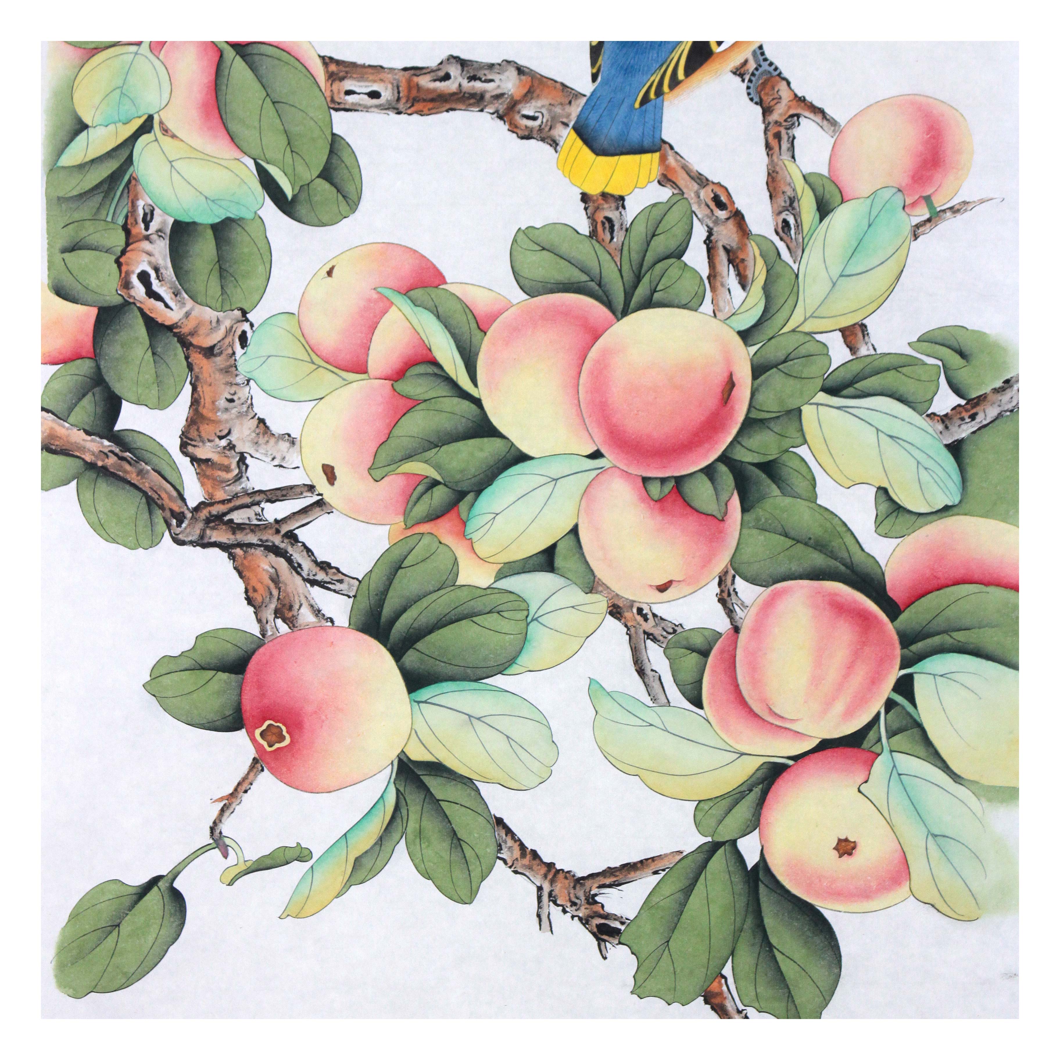 苗乃君《枝头春唱》当代著名工笔花鸟画家 中国美协会员