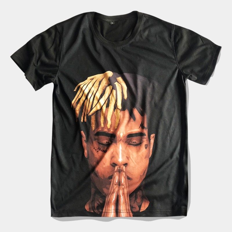 嘻哈说唱街头纪念xxxtentacion印花周边衣服短袖圆领t恤男女bf风