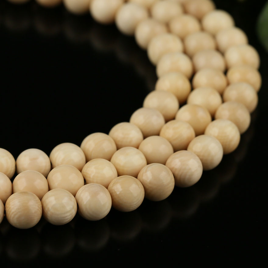 五台山佛寺义拍 猛犸象牙近咖啡色108颗朴素佛珠 殊胜加持