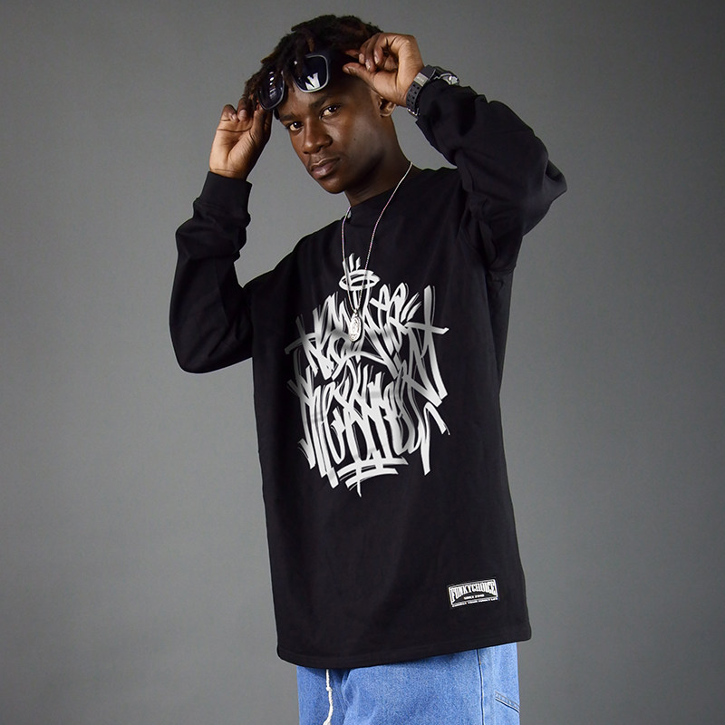 美国东海岸t恤街头嘻哈说唱bboy圆领宽松长袖男潮这就是街舞宽松