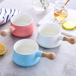 日式创意早餐碗麦片碗陶瓷碗个性家用带手柄早餐碗沙拉碗水果碗