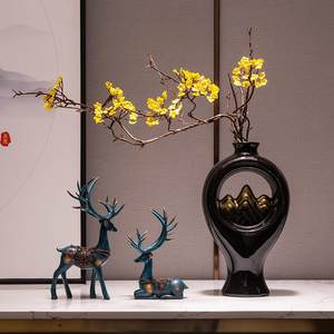 入门玄关摆件柜子客厅置物架装修饰品创意手工茶室摆件新中式家居家里