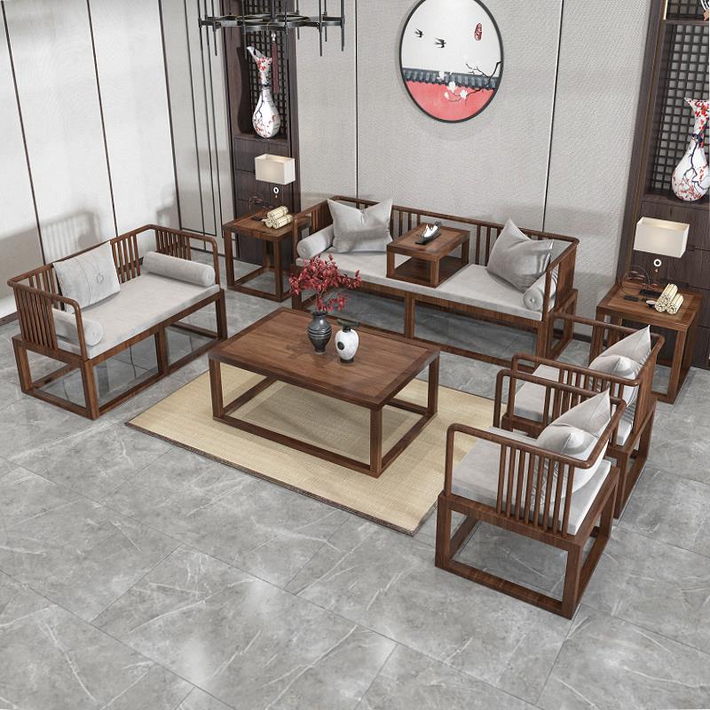 新中式铁艺沙发茶几组合轻奢简约现代酒店商用办公室会客洽谈沙发