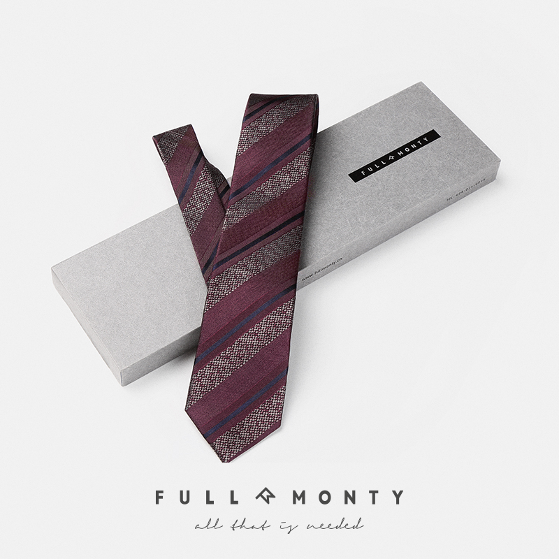 Full monty時尚男士正裝商務條紋窄新郎結婚波點蠶絲真絲領帶