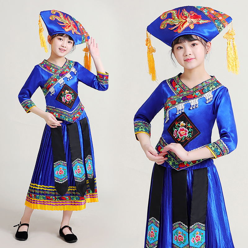 六一少数民族女童演出服装三月三民族服装苗族壮族彝族舞蹈表演服