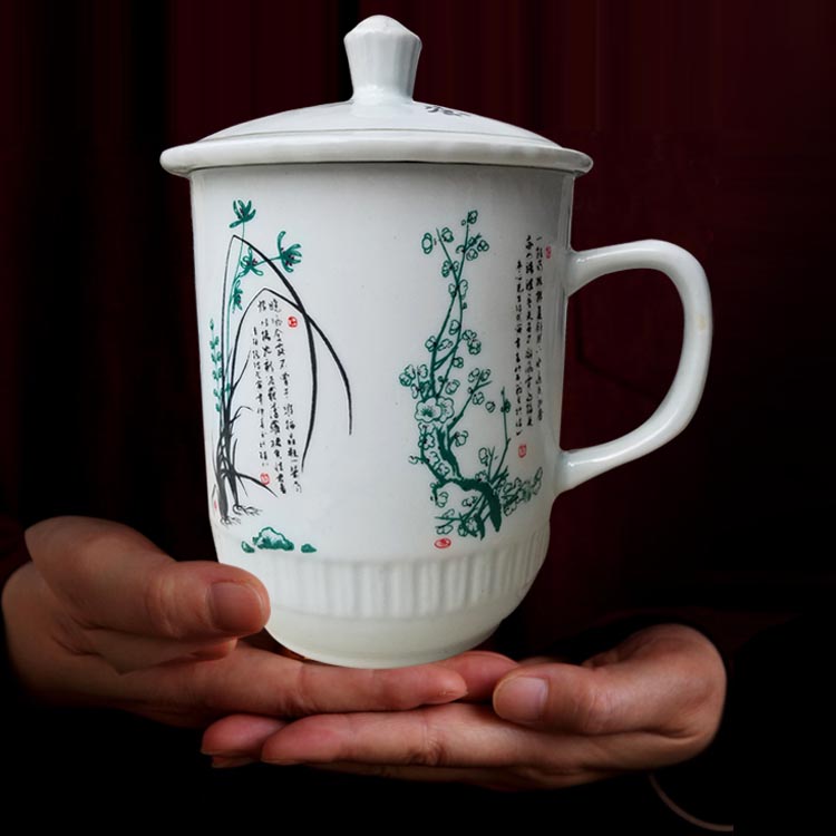 特大号景德镇陶瓷龙凤茶杯 超大容量1800ml带盖瓷器水杯子