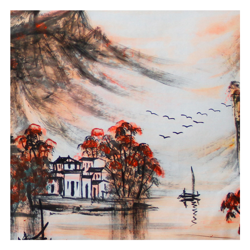 张松《聚宝盆银岭峰》83岁作【精典传统水墨羽毛画】具有收藏价