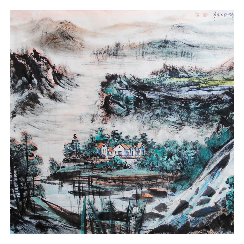 张松《聚宝盆黄金坑》83岁作 六尺大幅【精典传统水墨羽毛画】