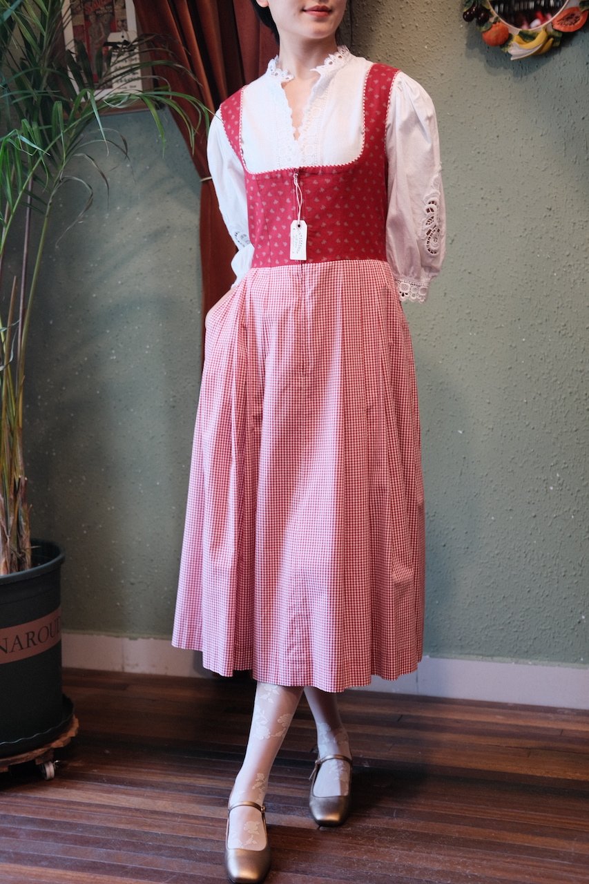 vintage德国制传统dirndl巴伐利亚连衣裙古着