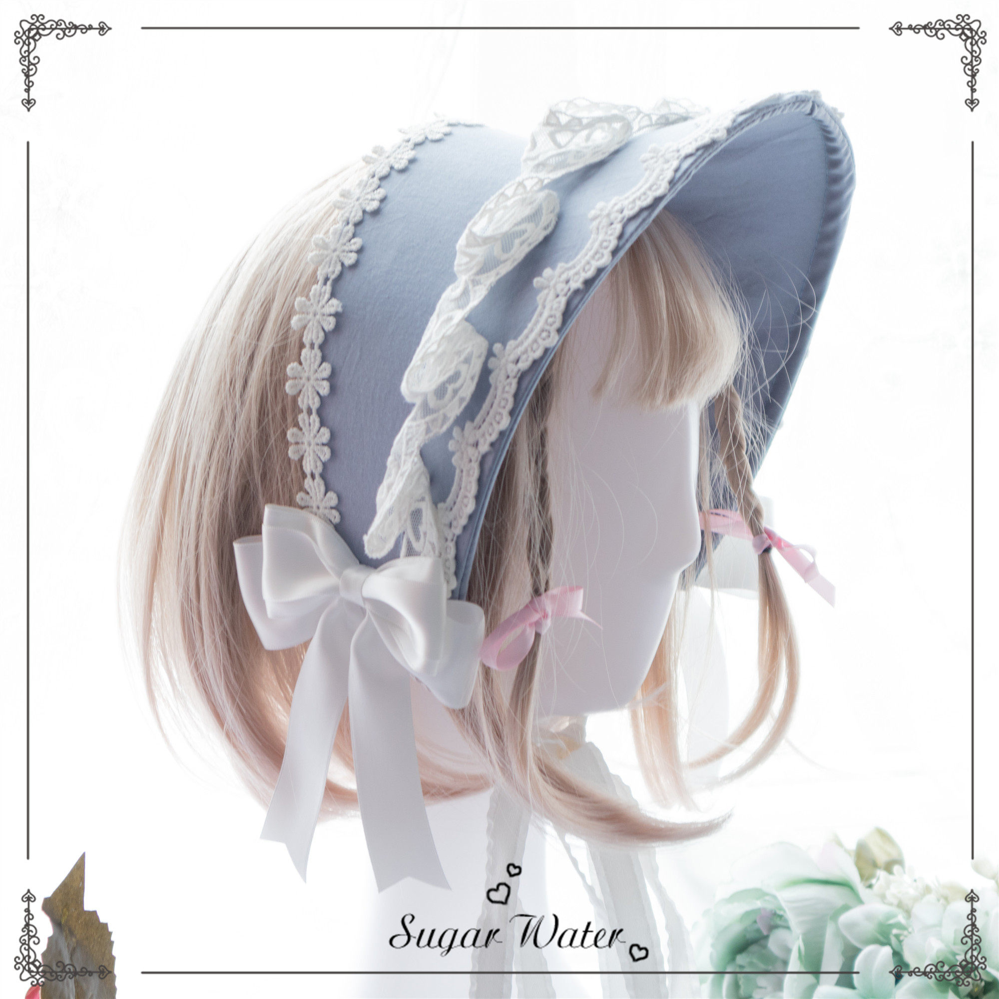 【水】lolita手作无字情书纯色lolita基础款bnt波奈特bb帽 可改色