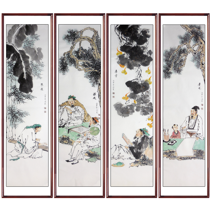 【直供周】刘润生 《琴棋书画四条屏》