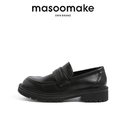 masoomake20春季新款厚底英伦风黑色小皮鞋