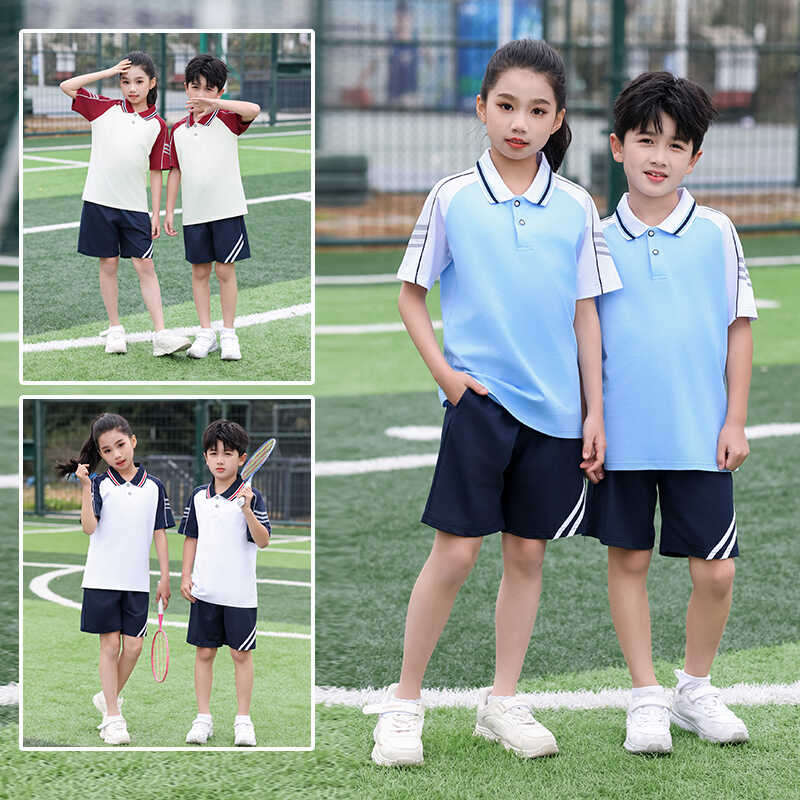 夏季新款校服高中学生POLO衫纯棉套装小学班服运动服开幕式两件套