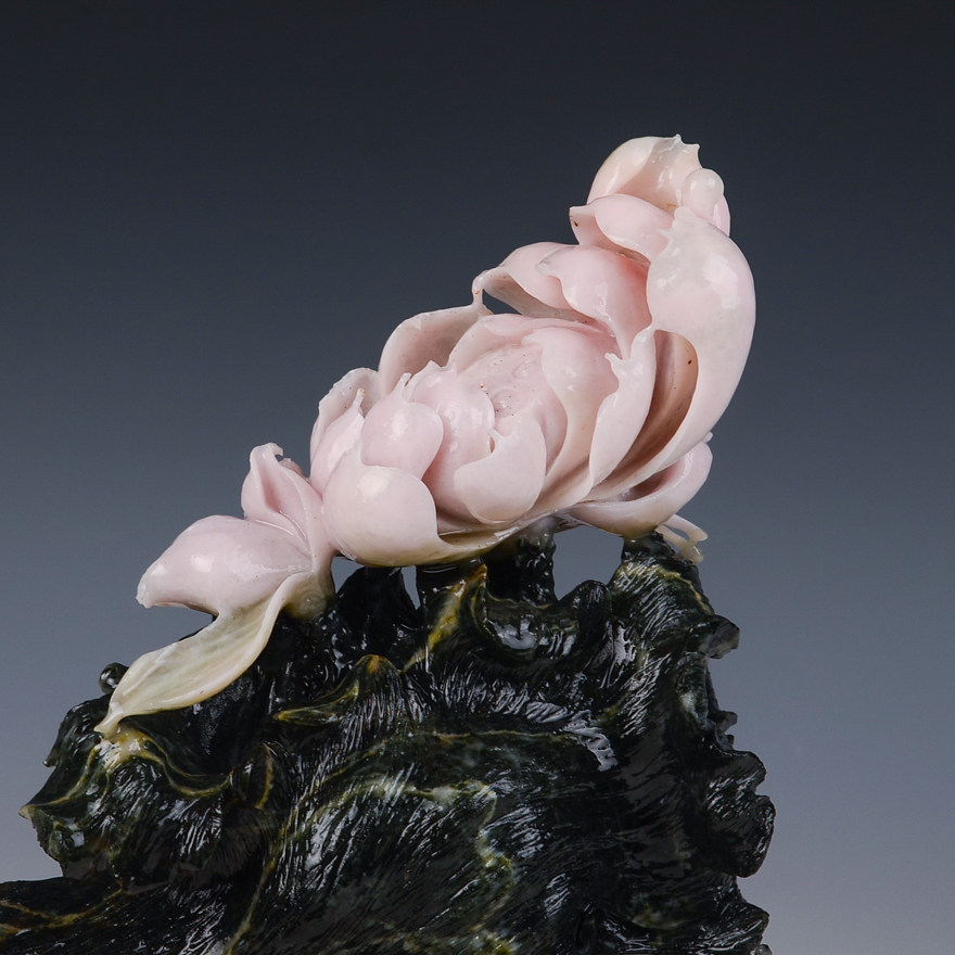 【即拍即得】【出水芙蓉】薛苗苗玉雕工作室作品独山玉摆件