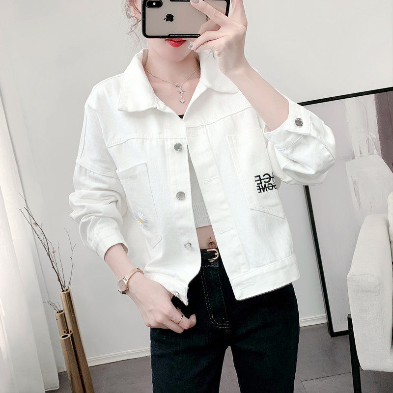 白色牛仔短外套女ins