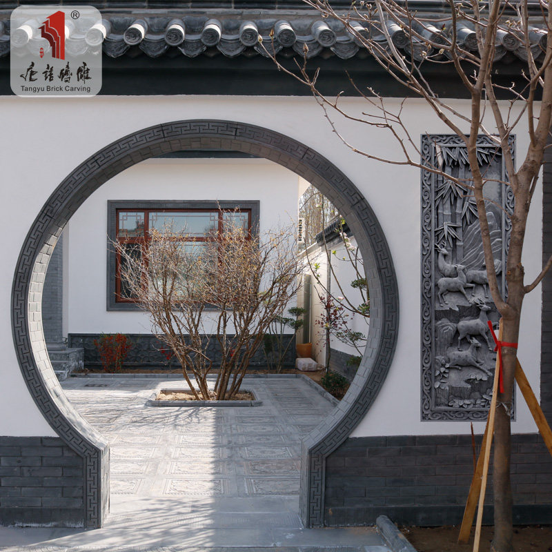 唐语老砖雕仿古砖中式影壁墙装饰品照壁墙面浮雕福禄寿喜gy472