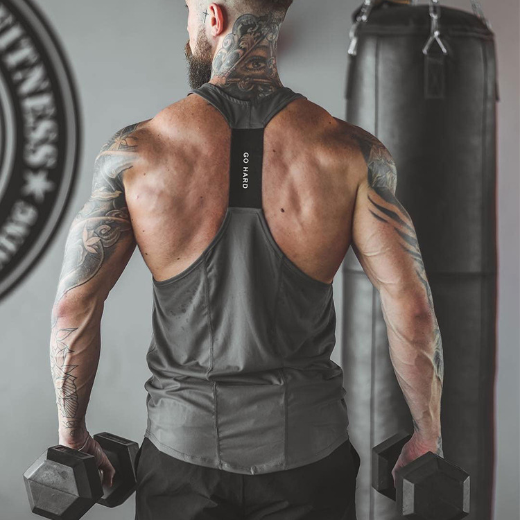 新款健身野狼背心肌肉兄弟男士训练无袖上衣弹力速干器械工字上衣
