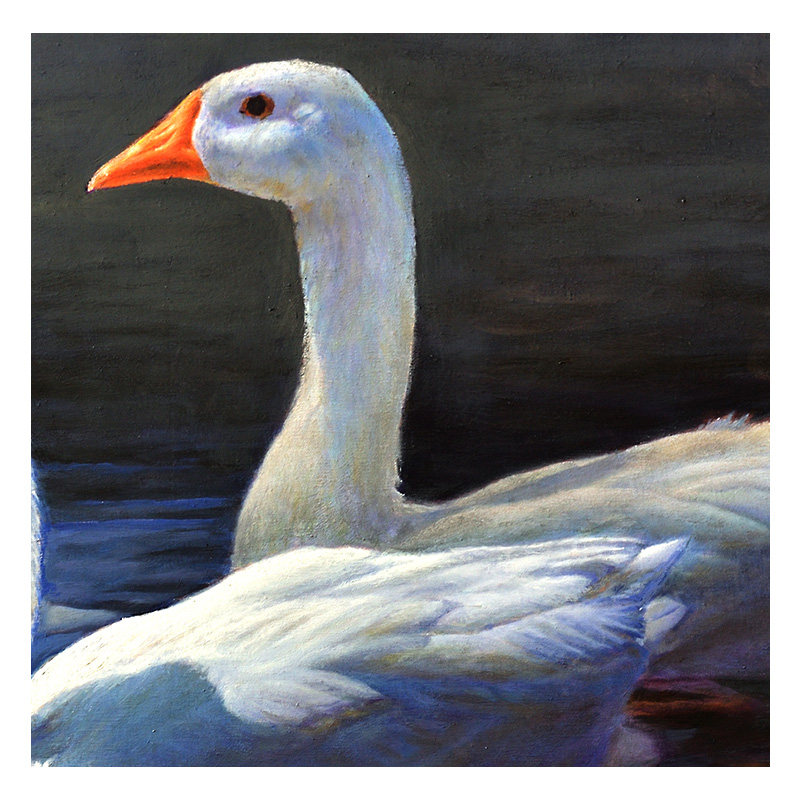 王洪升 《双鹅》 原创孤品 布面油画原作