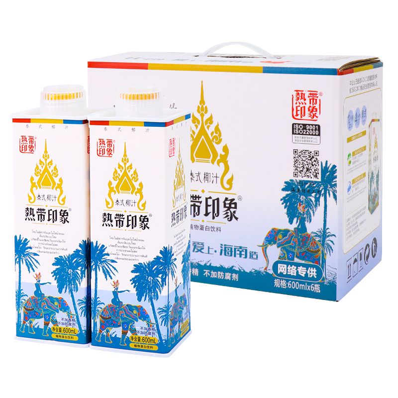 热带印象泰式鲜榨椰汁600ml*6