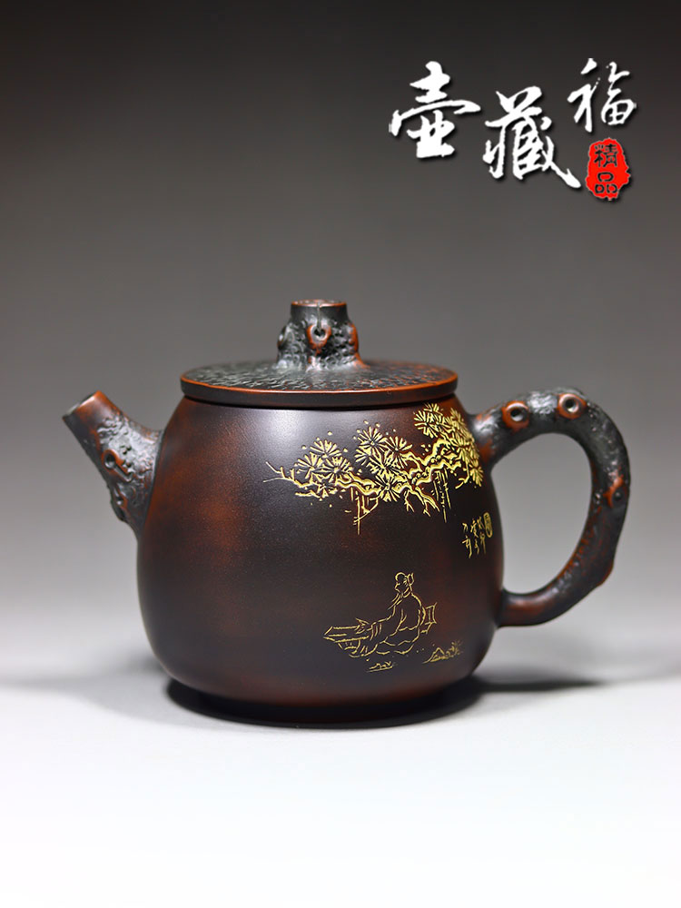 新品坭兴陶茶壶斗金壶名家制作纯手工家用茶具泡茶壶紫砂工艺茶器