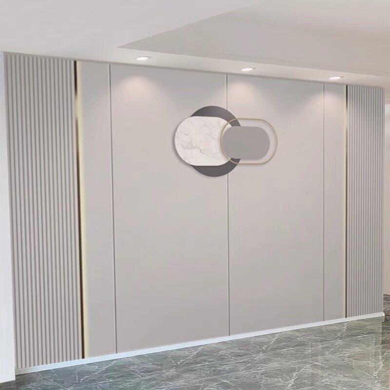 2022新款定制电视背景墙贴轻奢风现代简约格栅线条客厅装饰墙布