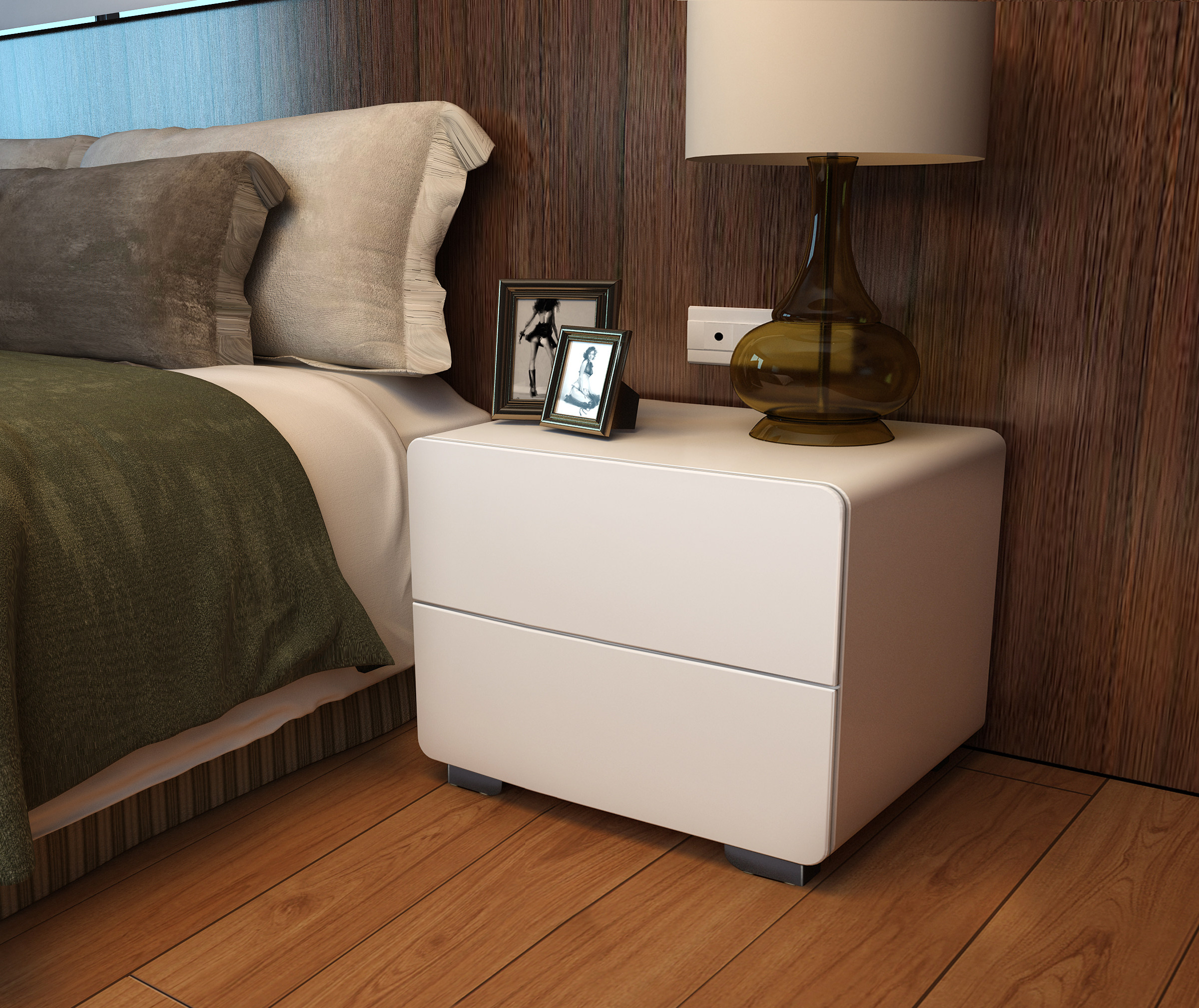 床头柜北欧实木简约现代储物柜子白色烤漆斗柜卧室迷你床边柜整装