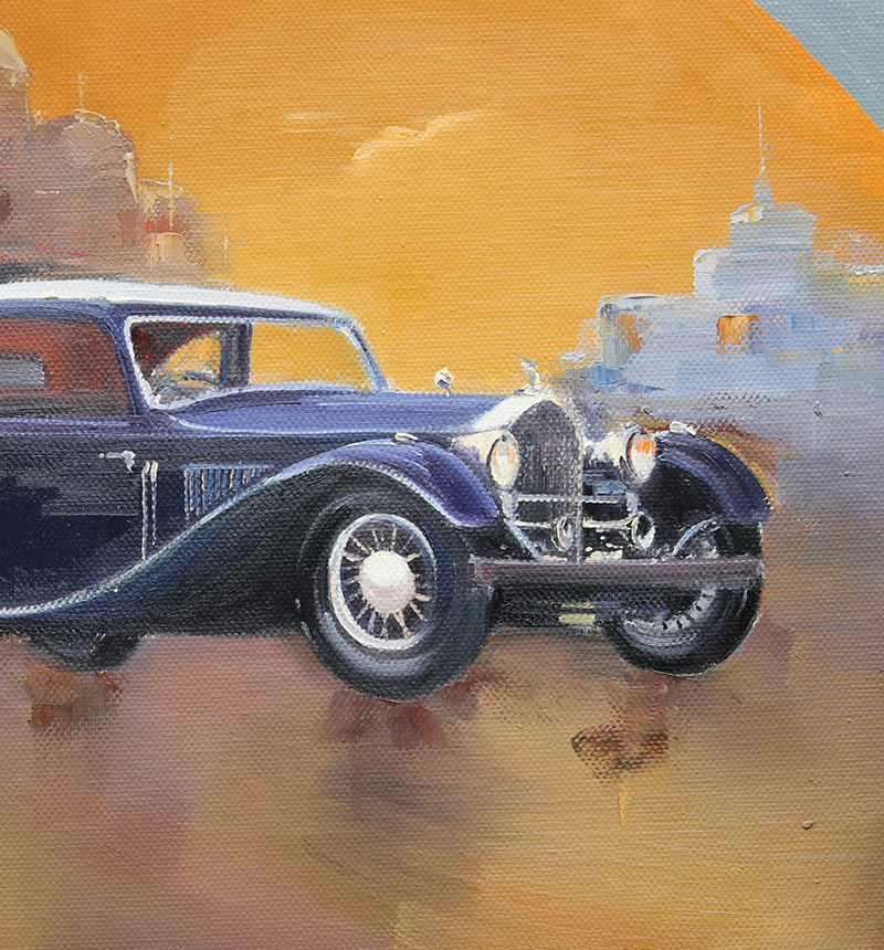 【直供周】张运超《老爷车》布面油画80cmx80cm