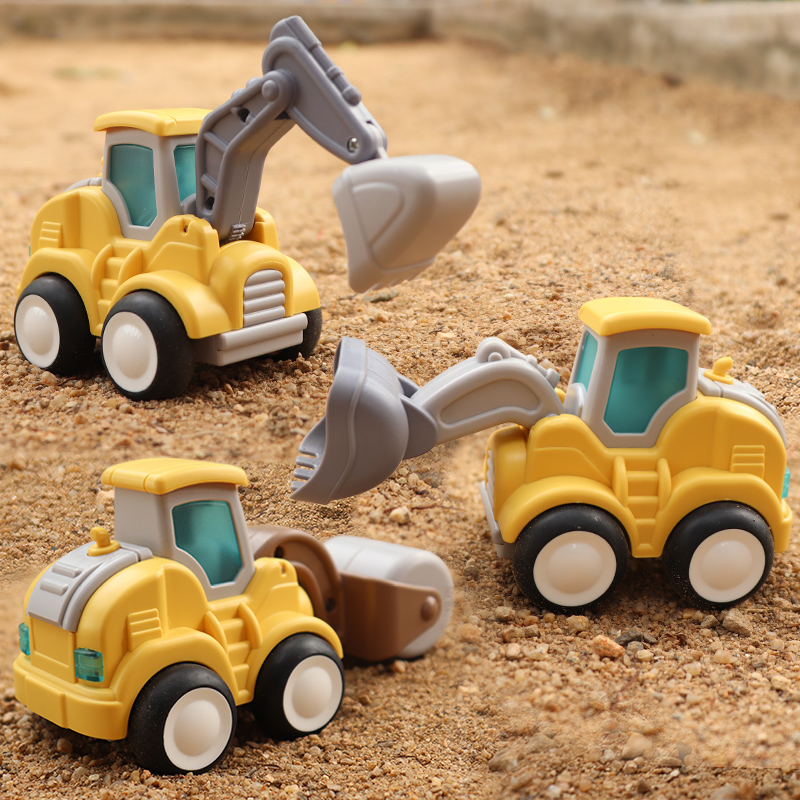 儿童按压工程车宝宝惯性压路机挖掘机小汽车男孩推土挖土机玩具车