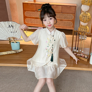 女童夏季连衣裙2024新款儿童新中式旗袍裙子女大童夏装中国风套装