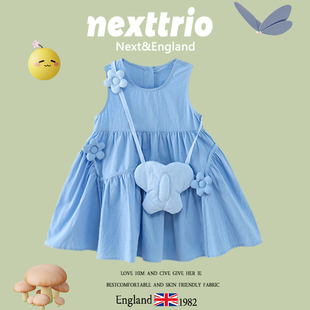 英国Next一岁宝宝衣服2024新款小女孩夏装女童连衣裙夏季纯色无袖