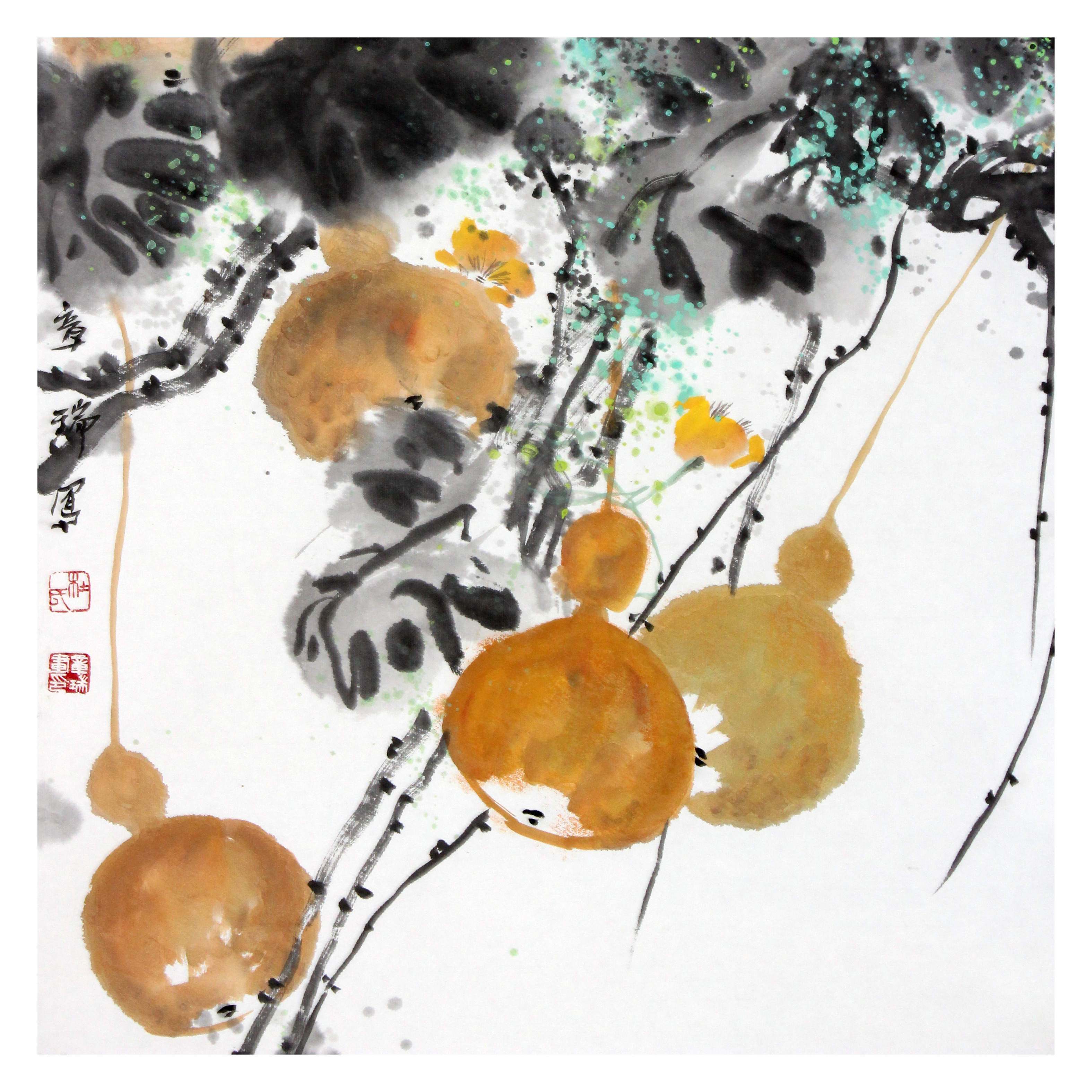 杜章瑞《多福图》河北美协会员