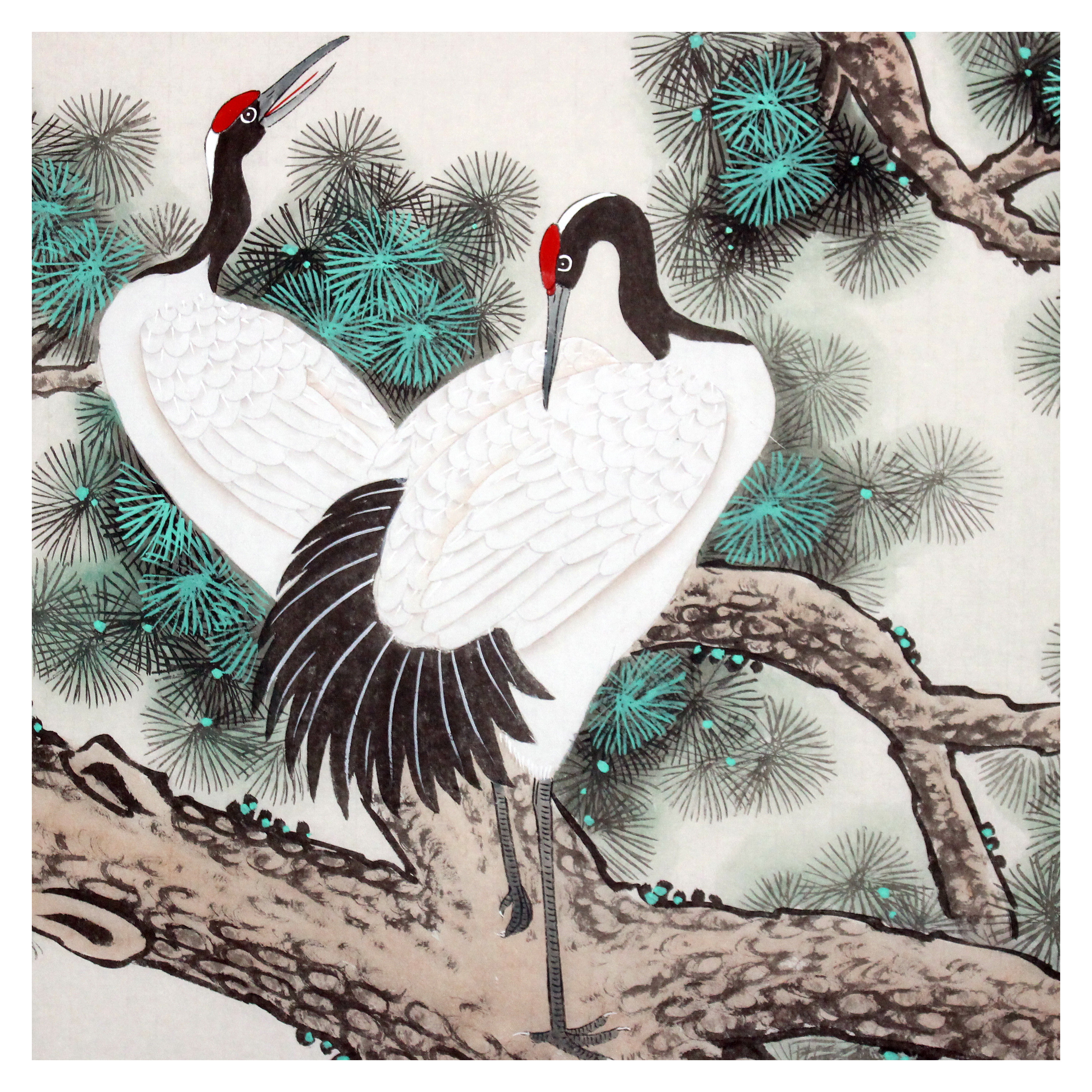 凌雪《松鹤延年》著名工笔画家 北京美协会员