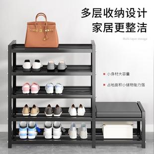 日本LP高档简易鞋架2024爆款新款家用门口可坐室内不锈钢收纳鞋柜