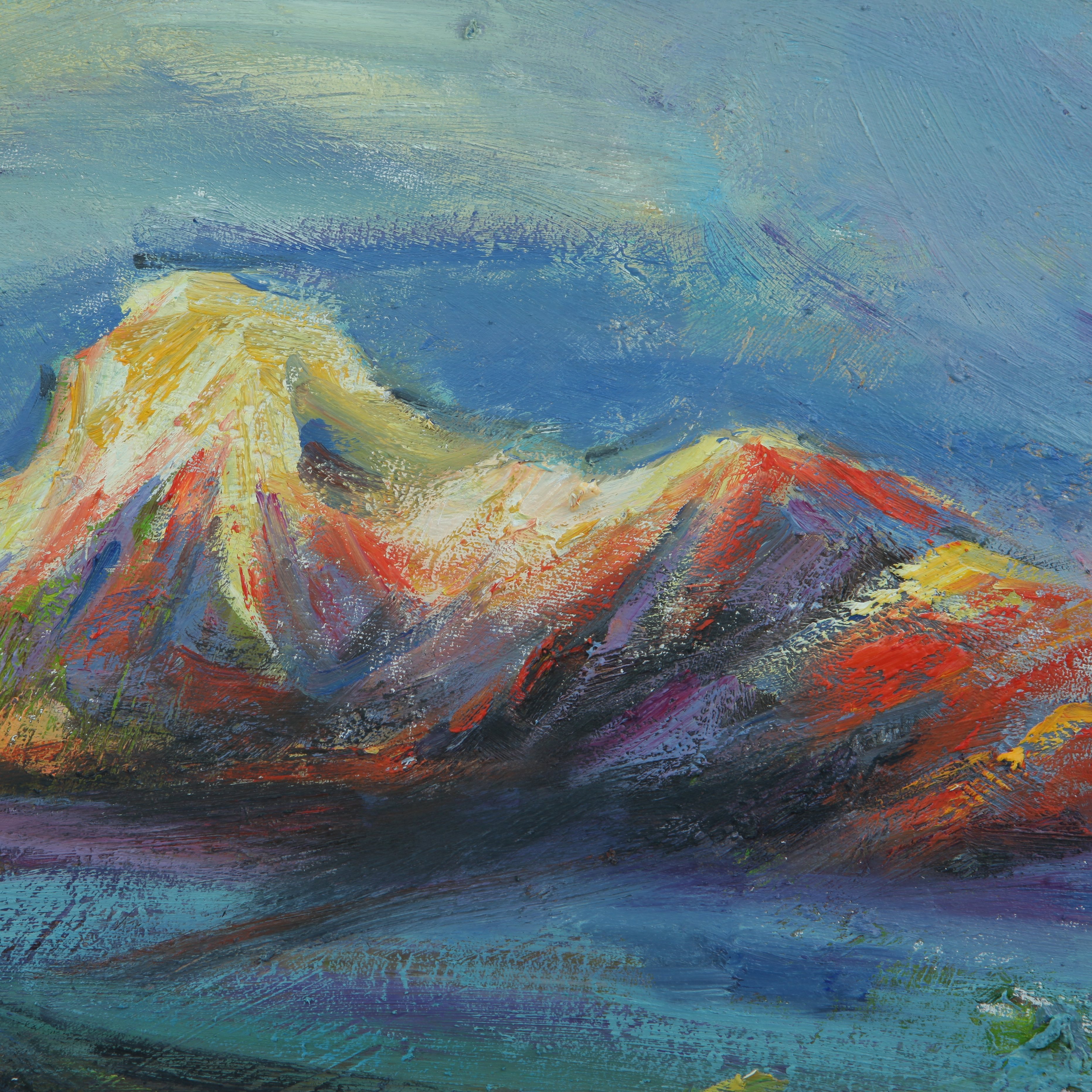 油画 立体效果 凸显品味《日照金山》 绘声绘色 张建华