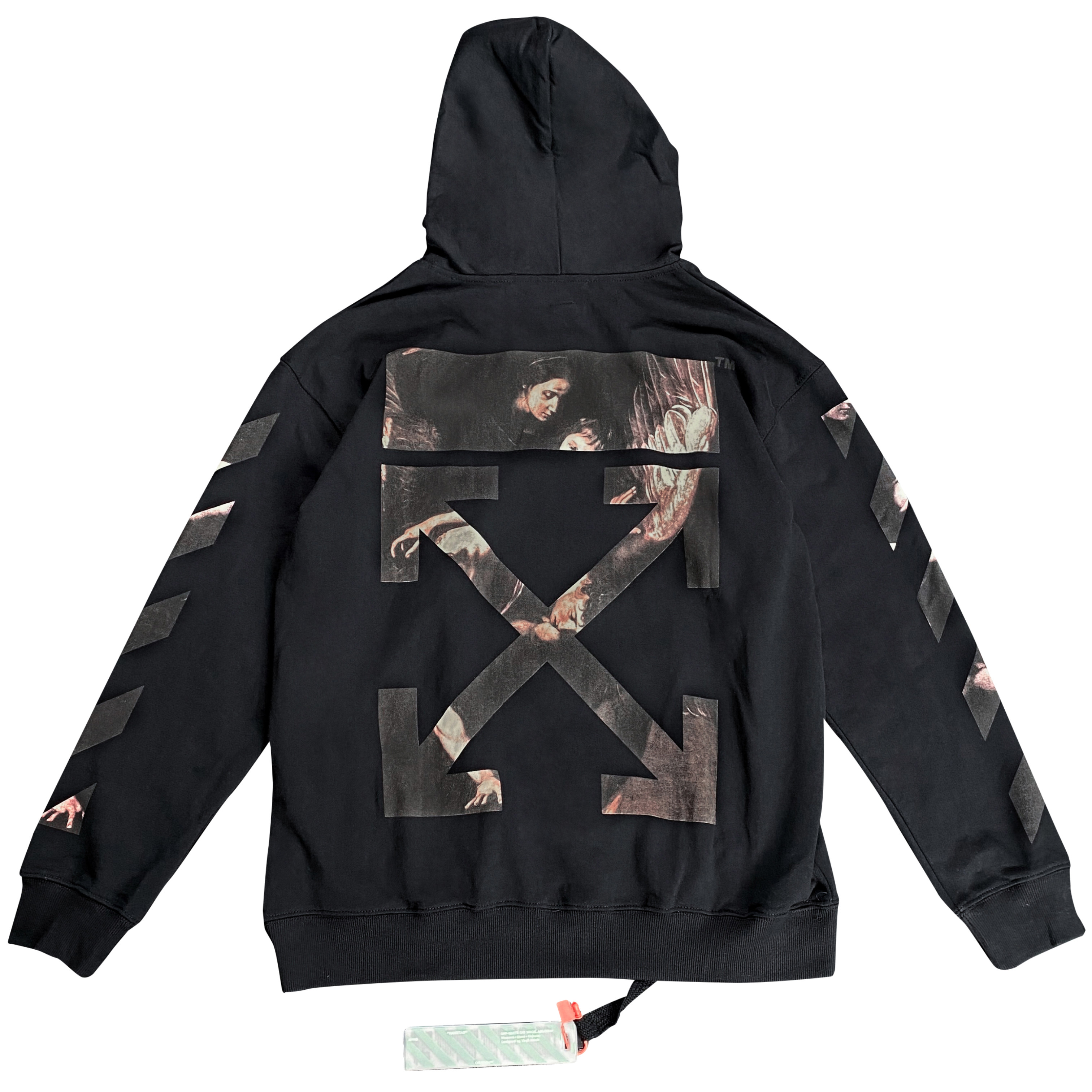 过毒验off ow white 圣母油画箭头连帽潮牌卫衣帽衫外套情侣男女 -