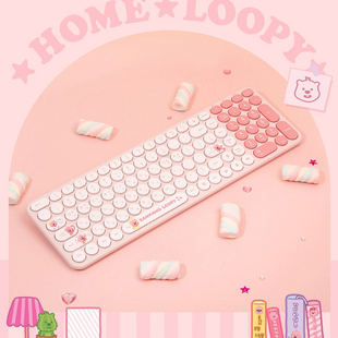 韩国Loopy粉色海狸露比无线键盘 静音笔记本台式电脑立体卡通可爱