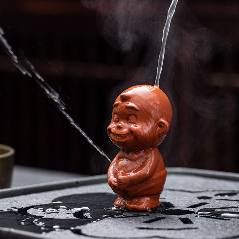 紫砂茶宠泡撒尿茶童尿茶壶小孩尿尿茶具小人尿童小和尚摆件茶童子