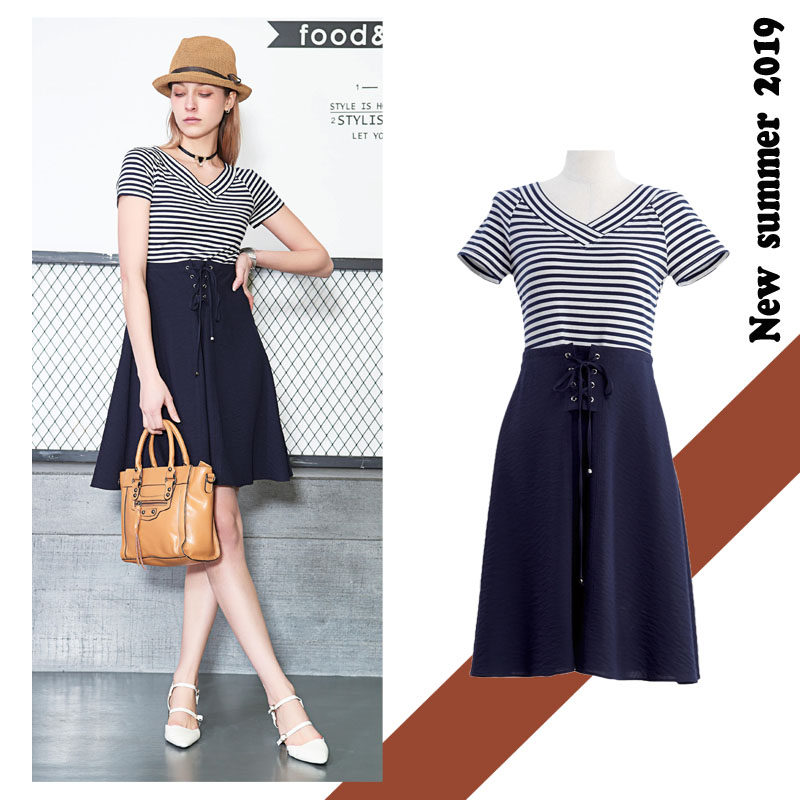 可路莎2020新款夏款上新时尚气质舒适印花连衣裙c82324正品