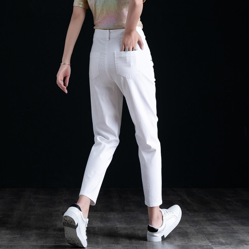 萝卜裤女裤九分夏季薄款白色裤子女2020新款春款休闲裤宽松哈伦裤