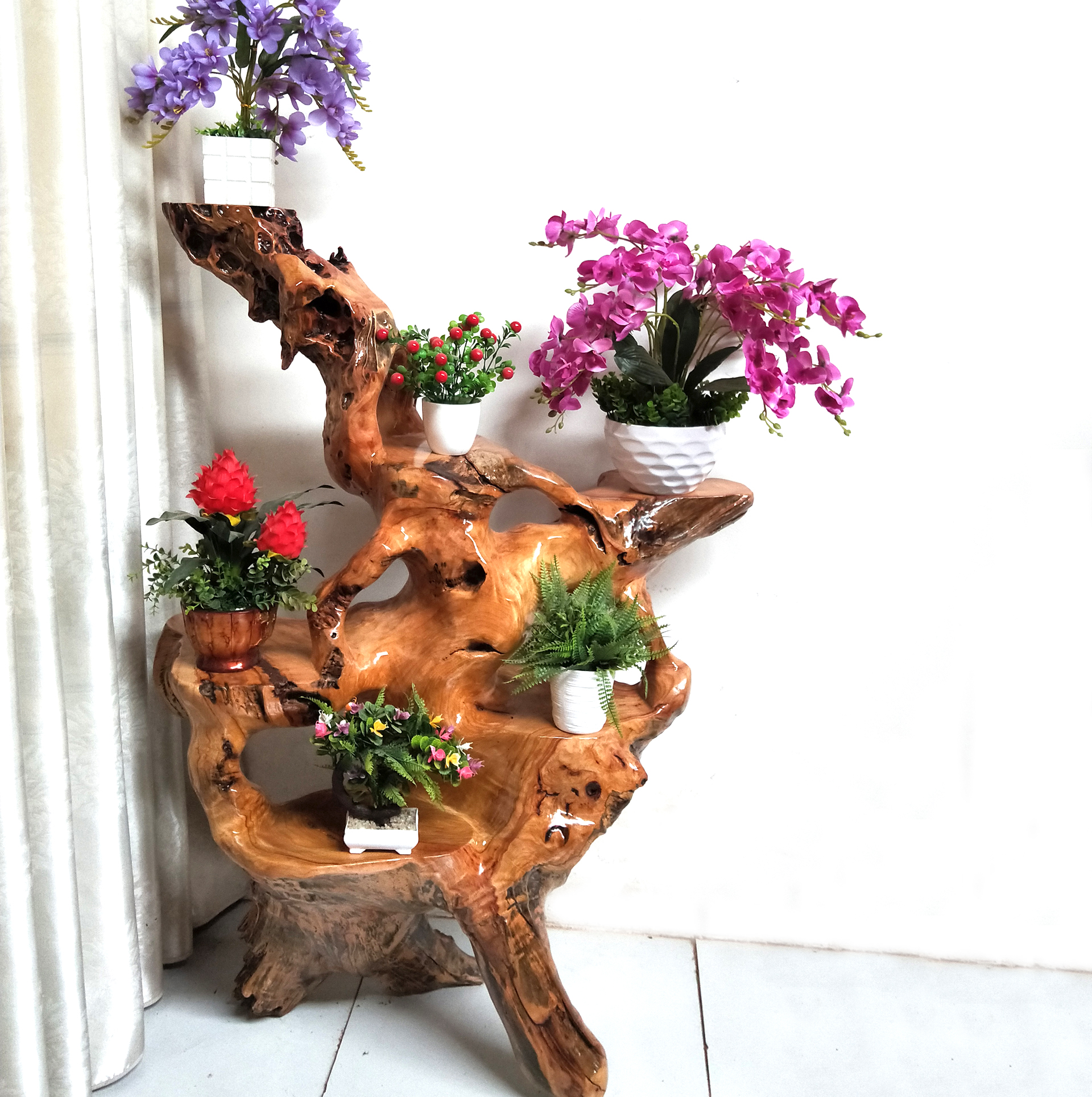 千年老红香樟朽木实木树根天然原木整体根雕花架客厅阳台盆景架艺