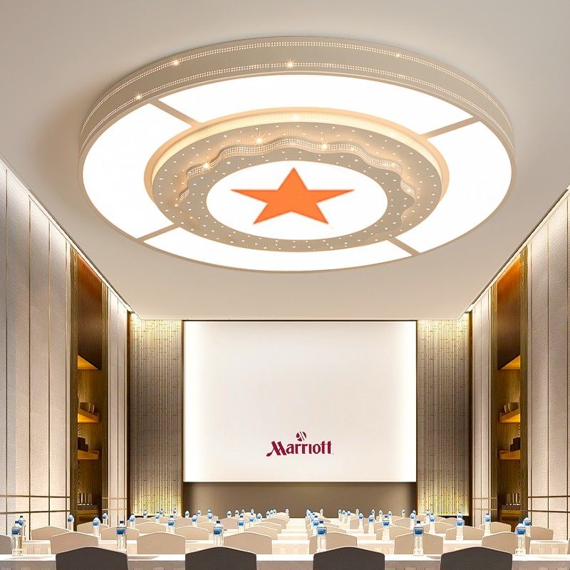 定制吸顶灯logo红色八一五角星人民大会议室大厅吊灯具大堂大圆灯